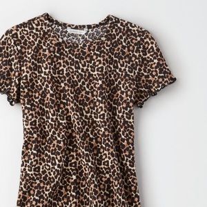 AEO leopard print ribbed shirt dress